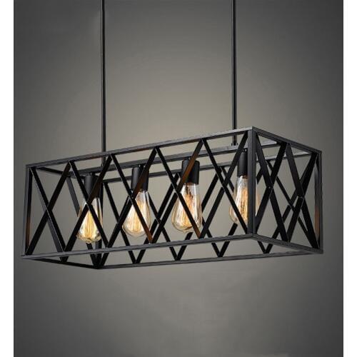 Vintage Industrial Chandelier Bar Loft Light Lamp Iron Cage Cafe Restaurant Corridor Clothing Living Room Dining Room E27 Lights