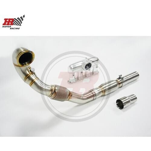 HP RACING Billet Intake Manifold+3.5'' Exhaust Downpipe With 200cell Sport Cat for MK7 MK7.5 G TI A3 1.8T 2.0T EA888 Gen3