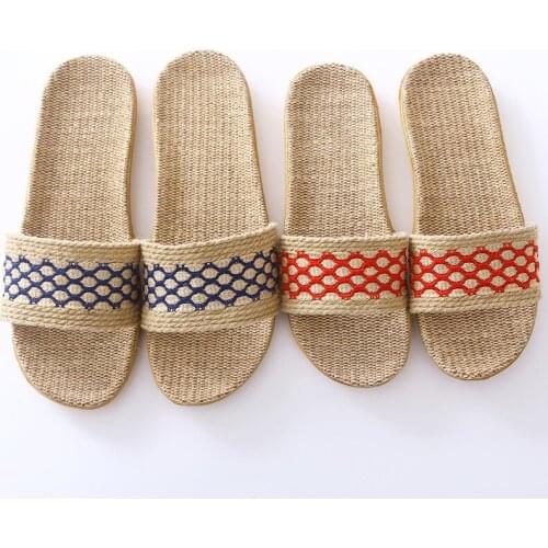 Women/Men Summer Linen Slippers Indoor Bathroom Slides Ladies/Male Soft Flat Sandals Female Beach Flip Flops Couple Home Shoes
