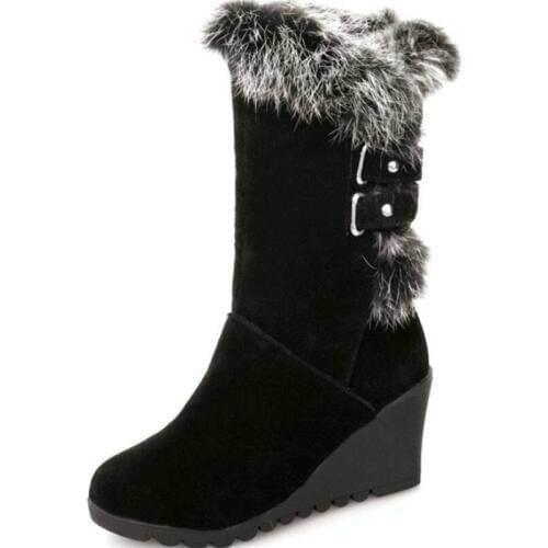 Designer New winter womens snow boots wedge with buckle high tube warm womens boots casual fashion shoes woman sneakers 34-43