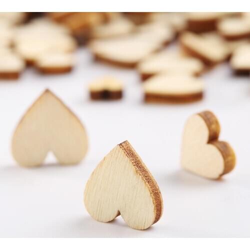 100 Pcs Wood Love Heart Shape Buttons Table Scatter Craft DIY Wedding Decor Home Decoration