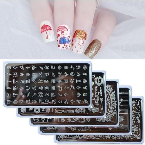 2021 Nail Stamping Plates KADOU(1-22) Winter Xmas Cartoon 3D Nail Art Stamp Template With White Pad For Christams Stamping Gift