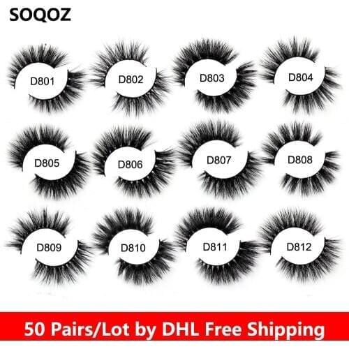 50 Pairs/Lot Eyelashes 3D Mink Lashes Handmade Cruelty Free Mink Eyelashes False Eyelashes Makeup Dramatic Eyelashes by DHL Free