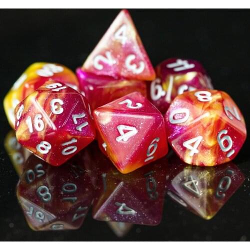 Poludie 7 Pcs/Set DND Dice Set D4 D6 D8 D10 D% D12 D20 Polyhedral Dice for Pathfinder Role playing Board Game DND TRPG MTG Dice