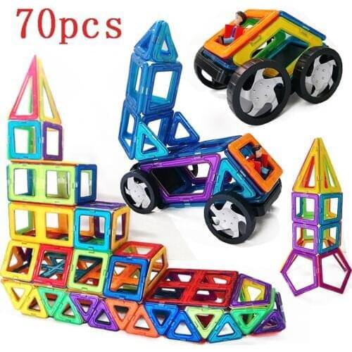 70 pcs Big Size Magnetic Building Blocks Toys Triangle Square Boy Girl Brick designer With Stickers And Gift Bag