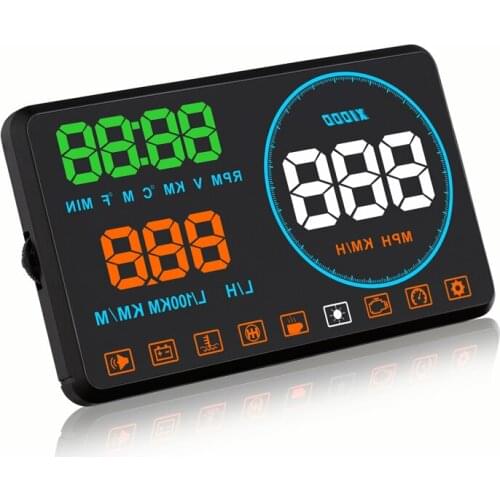 HUD OBD2 Speedometer RPM Temp Volt Head Up Display Automobile Digital With Buzz Alarm Driving Fatigue Windshield Projector M9