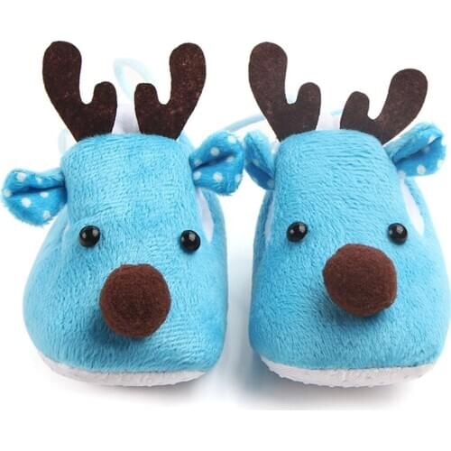 Lovely Christmas Deer Winter Coral Velvet Super Soft Bottom Sole Shoes Boys Girls Toddler Baby Shoes Comfortable Daily Wear