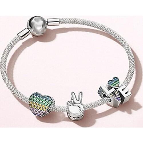 XIAOYI jewelry 100% s925 1：1 new pandoras youth cute gesture rabbit love bracelet sent to his girlfriend