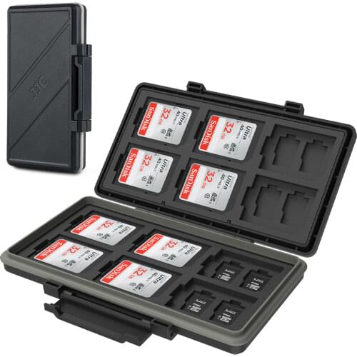 JJC 36 Slots SD Card Holder Case Organizer Wallet Memory Card Case Storage Box for 24 MSD Micro SD TF + 12 SD SDHC SDXC Cards