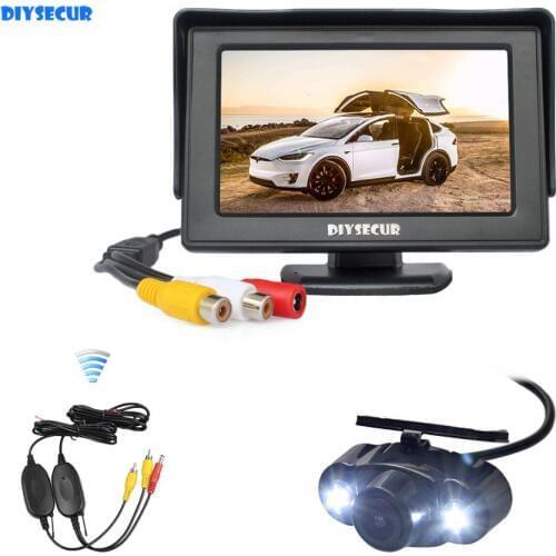 DIYSECUR Wireless 4.3" LCD Display Rear View Car Monitor + Waterproof LED Color Night Vision Reverse Backup Car Camera