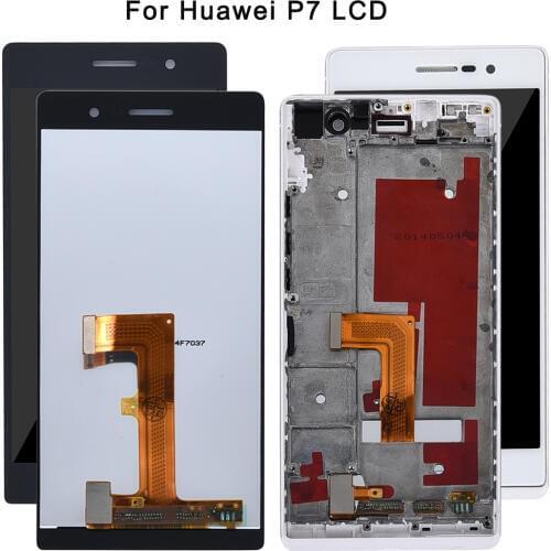 For Huawei Ascend P7 Lcd Display Touch Screen With Frame Assembly 5 inch Lcd Digitizer For Huawei P7 Mobile Replacement Tested
