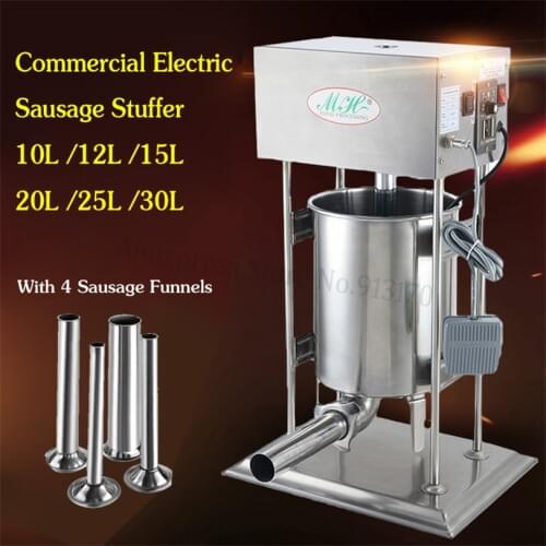Electric Automatic 15L Sausage Stuffer Heavy Duty Sausage Meat Filler Stainless Steel Commercial Churros Maker Churro Extruder