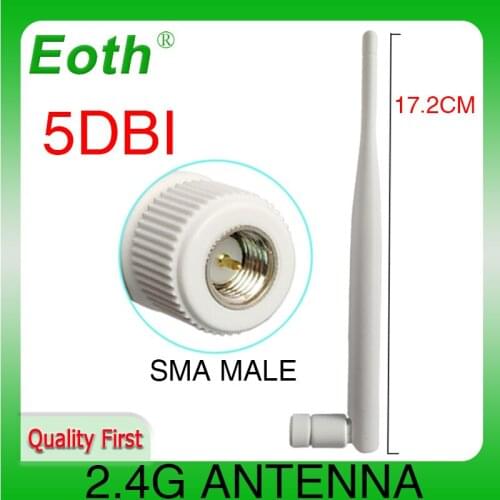 2.4GHz WIFI Antenna 5dbi Aerial SMA Male connector 2.4G wifi antena 2.4 ghz antenne wi-fi White for Wireless Router antenas