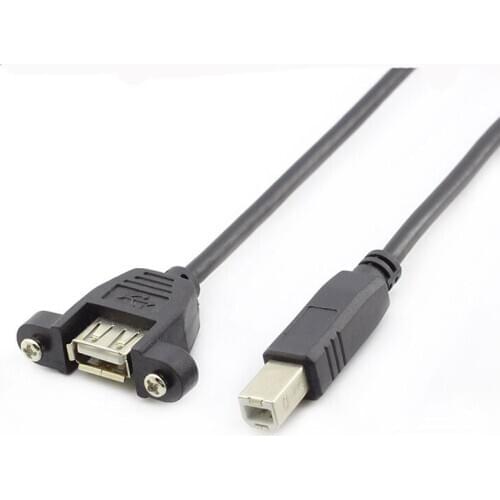 USB 2.0 Female Mounting Adapter to USB Printer Port Data Extension Cable Baffle Line Fixed Cord Black 30cm