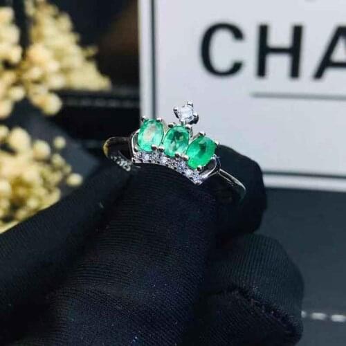 Natural Emerald Rings fine Jewelry gift women trendy new wholesale gift 3*4mm