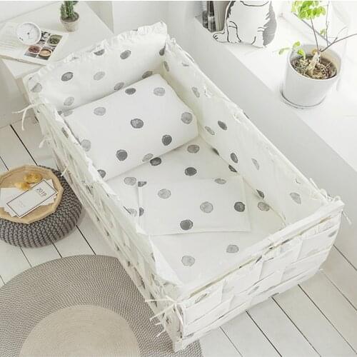 Baby Bed Set Cotton Cartoons Washable Protection Bumper Newborn Crib Duvet Cover Infant Cot Fitted Sheet Pillowcase Baby Bedding