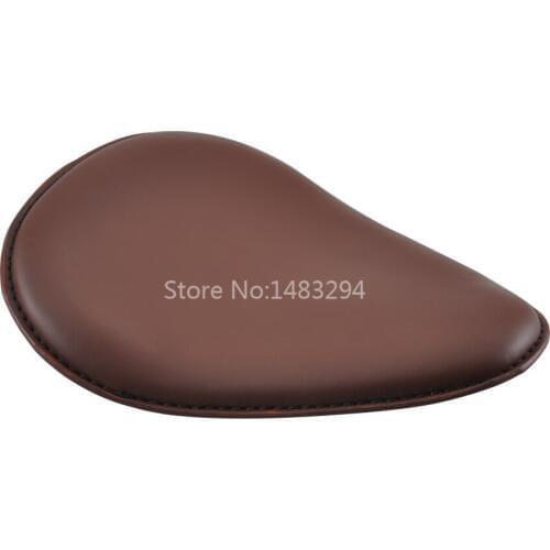 Moto Brown Solo Saddle Seat Pad Leather For Harley Chopper Honda Cruiser Dyna Universal
