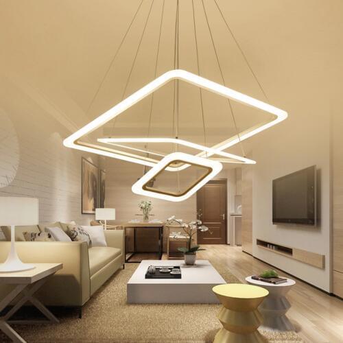 Nordic Style Square Acrylic LED Chandelier Fixture Business Hall Cafe Bar Restaurant Lighting Living room bedroom study lamp