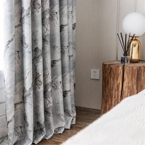 Marble Printed Curtains for Living Room Bedroom Luxury Modern Thermal Insulated Curtain Window Treatment