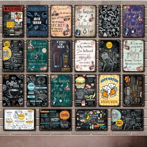 [ Kelly66 ] Drink Coffee Beer Bagel Food Burger House Tin Metal Sign Home Decor Bar Wall Art Painting 20*30 CM Size JT-68