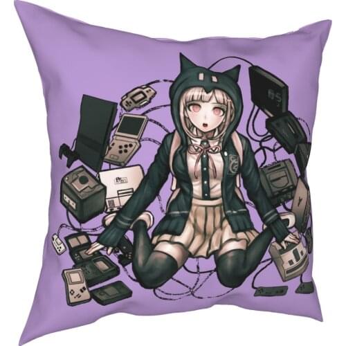 Chiaki Nanami Danganronpa 2 Pillowcase Printed Polyester Cushion Cover Decoration Throw Pillow Case Cover Home Zipper 45*45cm
