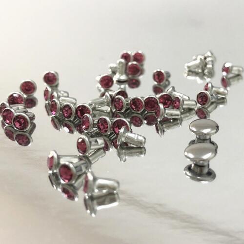 New Coming DIY 100PCS 4MM Rose Pink CZ+++ Hardware Rivets Rose Crystal Rivets Leather Craft Punk Studs Fit For Leather Craft DIY