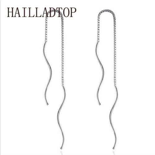 NEW Long Wave Threader Drop Earrings Fashion Jewelry Earrings Female Gift Brincos Bijoux Top Quality Hanging Earrings Wholesale