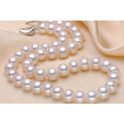 Charming Natural 9-10mm White Pearl Necklace 18" 36"