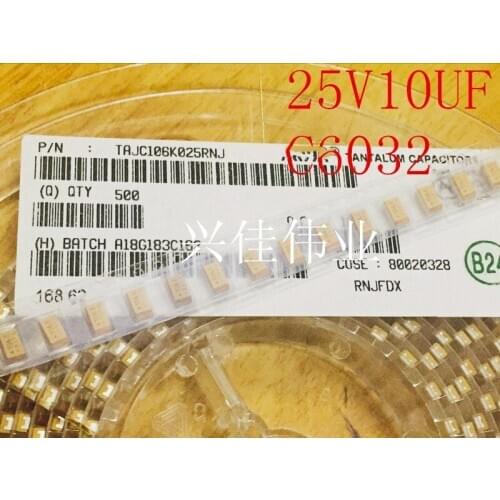 Original 20pcs/ 25V10UF 106E 10UF 25V C6032 C 1812 Tantalum Capacitor