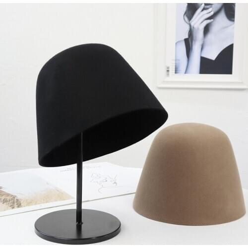Autumn Winter Fashion Women Pure 100% Wool Fedoras Bucket Cap Visor Folding Fishing Bucket Hat High Quality Fashion Felt Cone Ho