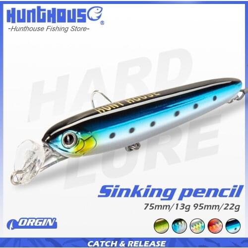 Hunthouse Minnow pencil lures stickbaits 75 95mm13g 22g sinking fishing seabass bluefish bonito baits Artificial baitRocket 95