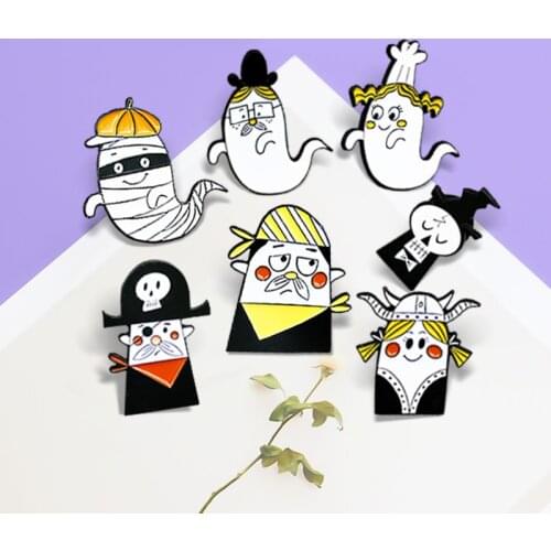 Ghost Pirate Skeleton Brooches Boys and girls Death Vikings Skull Mummy Enamel Pins Badge Custom Brooch Bag Lapel Jewelry Gift