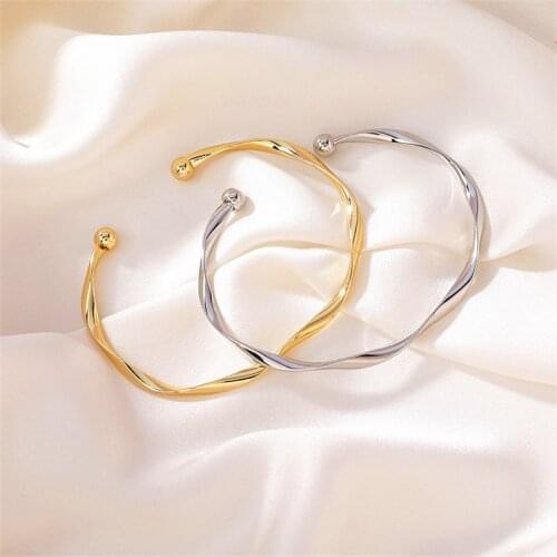 Simple Irregular Copper Bracelet for Women Trendy Personality Twist Gold Silver Color Opening Adjustable Bracelets Jewelry