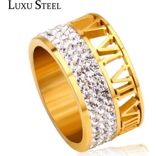 LUXUSTEEL Luxury Cubic Zirconia Stainless Steel Rings Luxury Cubic Zirconia Stainless Steel Rings Korean Jewelry Accessories