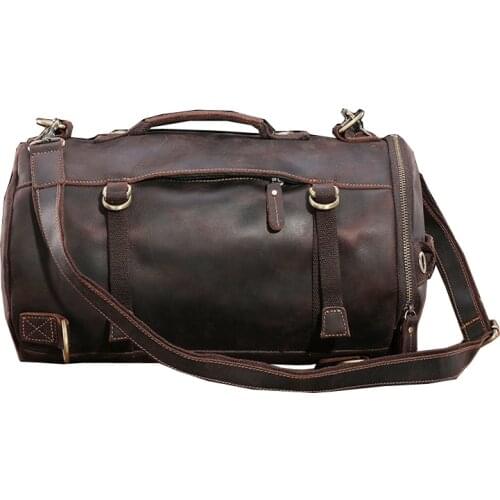 Genuine Leather Barrel-shape Backpack Men Women Travel Bags Hand Luggage bag Business Big Capacity Weekend Duffle Shoulder Bags