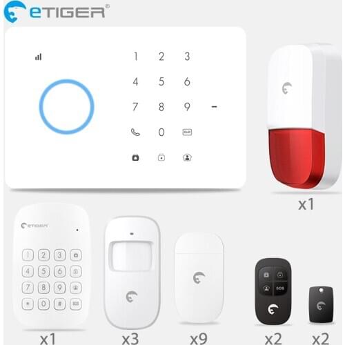 ETiger S3B GSM Alarm Auto dial Home Security and Fire Protection Alarm System iOS Android App Sensor