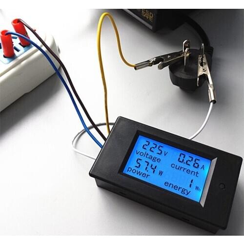 Accurate Energy Meter Voltage Current Power 80-260V/20A AC Voltmeter Ammeter Blue Backlight Overload Alarm Function 10pcs