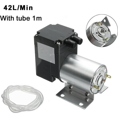 DC12V DC24V 40W Mini Air Vacuum Pump Negative Pressure Suction Pump Electric Diaphragm Pump 42L/min 85Kpa With Holder Tube 1m
