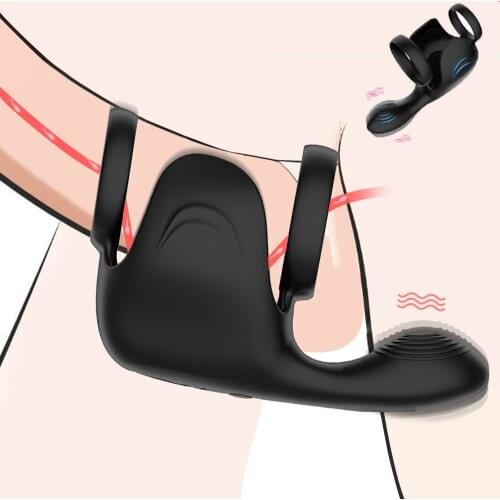 Testicle Penis Vibrator for Men Erection Scrotum Bind Delay Ejaculation Cock Ring Vibrator Erotic Sex Toys For Male Masturbator