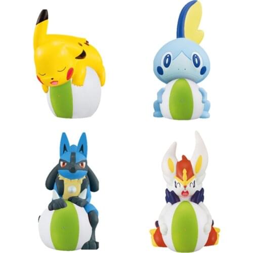 Japan Genuine TAKARA TOMY Pokemon Action Toys Figure Gashapon Pikachu Sobble Cinderace Lucario Kawaii Cute Model Kids Gifts