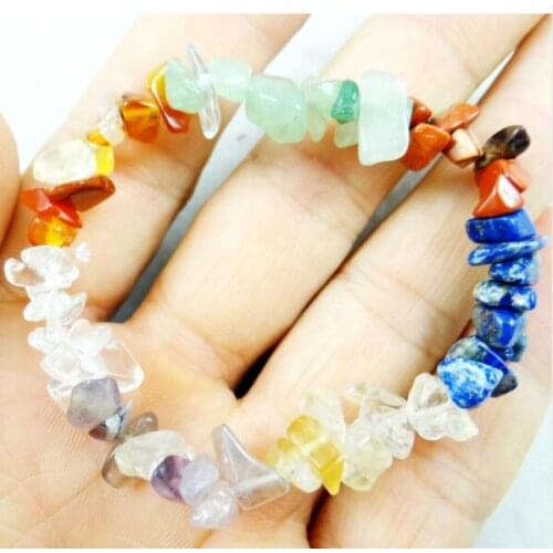 Natural Gem Stone Quartz Crystal Tiger Eye Chips Single Strand Charm 7 Chakra Reiki Healing Crystal Bracelets Women Bracelet