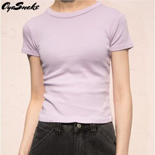 Oyasnake Womens Cotton O-Neck Pullover Short Sleeve Tee 2021 New Hot Solid Summer T-Shirt Girls Sport Casual Basic Tops