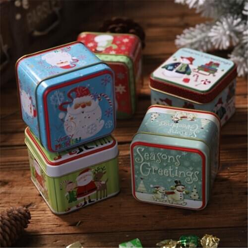 Santa Candy Storage Tin Box Home Christmas Decoration for Home Christmas Gift Box New Year Decoration 2021 Xmas Natale Noel