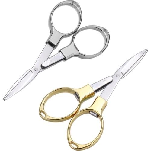 1pc New Handy Foldable Scissors Stainless Steel Scissors Multi Use DIY Craft Sewing Gold / Silver Color Pocket Cutter