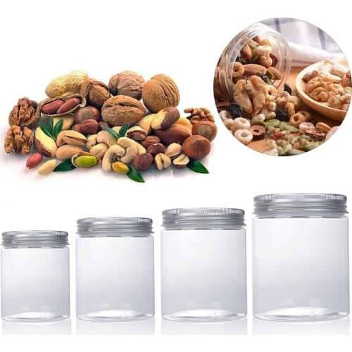 30-250ml Round Refillable Plastic Empty Bottle Aluminum Cap Transparent Makeup Cosmetic Tin Pot Lip Balm Jar Oil Wax Containers