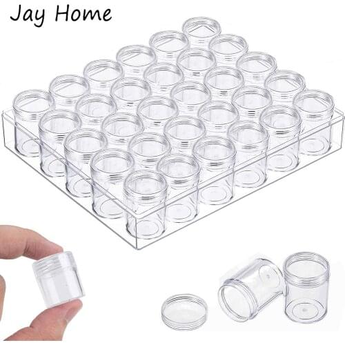 30 Grids Diamond Embroidery Storage Box Clear Plastic Bead Containers Small Bottles for DIY Craft Sewing Jewelry Storage Jars
