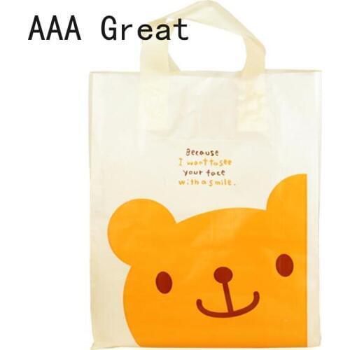 50pcs/Lot Multi Size Plastic Bags Gift Bag Jewelry Nuts Candy Packaging Bags Cute Plastic Shopping Pouches Bear Handle Clothing