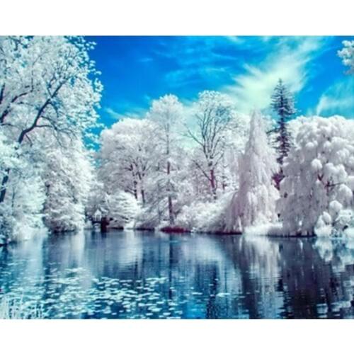 5D DIY Diamond Painting Beautiful Snow Winter Landscape Diamond Embroidery Round Drill Rhinestone Mosaic Picture SSYP-123