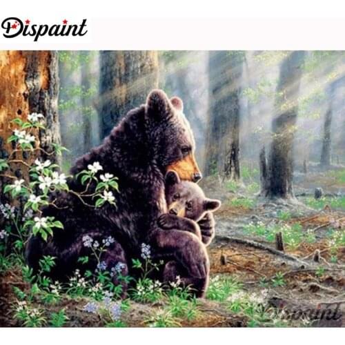 Dispaint Full Square/Round Drill 5D DIY Diamond Painting "Animal bear scenery" 3D Embroidery Cross Stitch Home Decor Gift A18994