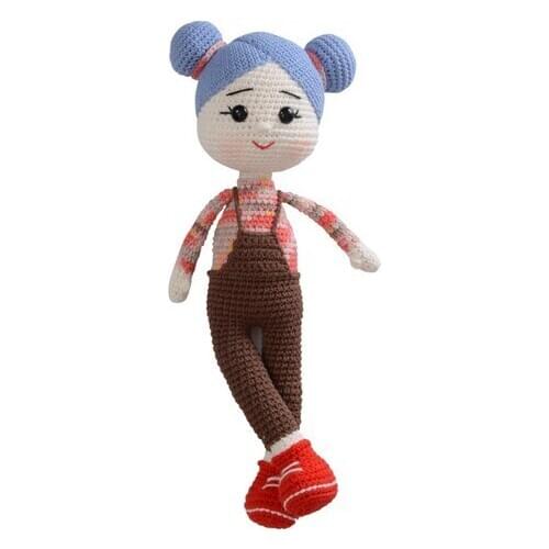 Organic Cotton Hand-Knitted Amigurumi Girl Baby Toy 43 Cm